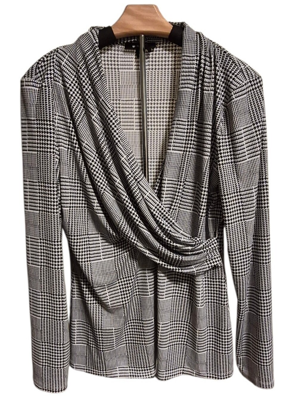 DKNY Long-sleeve Drape-front Blouse - Size Large